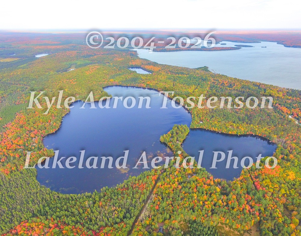 Eleanor & Birch Lakes, Gogebic Co, Watersmeet, MI Aerial Photo. Frame Optional