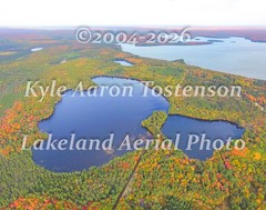 Eleanor & Birch Lakes, Gogebic Co, Watersmeet, MI Aerial Photo. Frame Optional