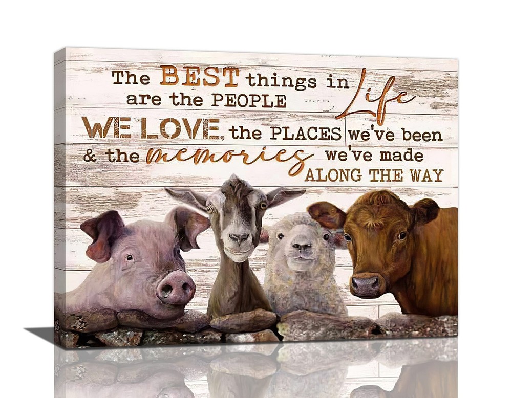 Farmhouse Animal Wall Art Rustic Pig Cow Canvas Prints Painting Country Farm …