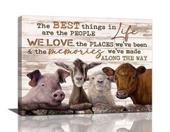 Farmhouse Animal Wall Art Rustic Pig Cow Canvas Prints Painting Country Farm …