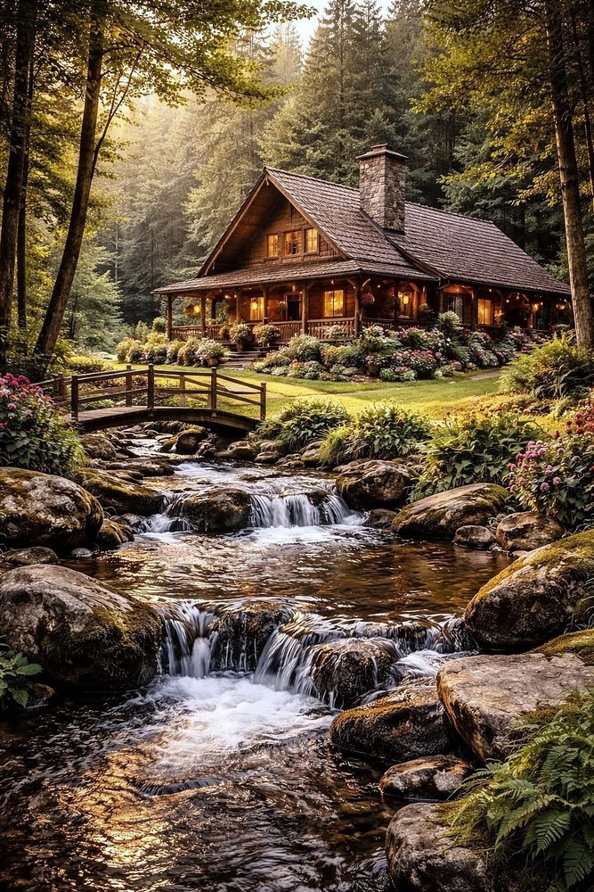 8*10 cozy cottage house photo print warm beautiful home wall art decor bedroom