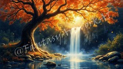 Golden Tree – Digital Image Picture PC Phone Background AI Art, 3 images – #28