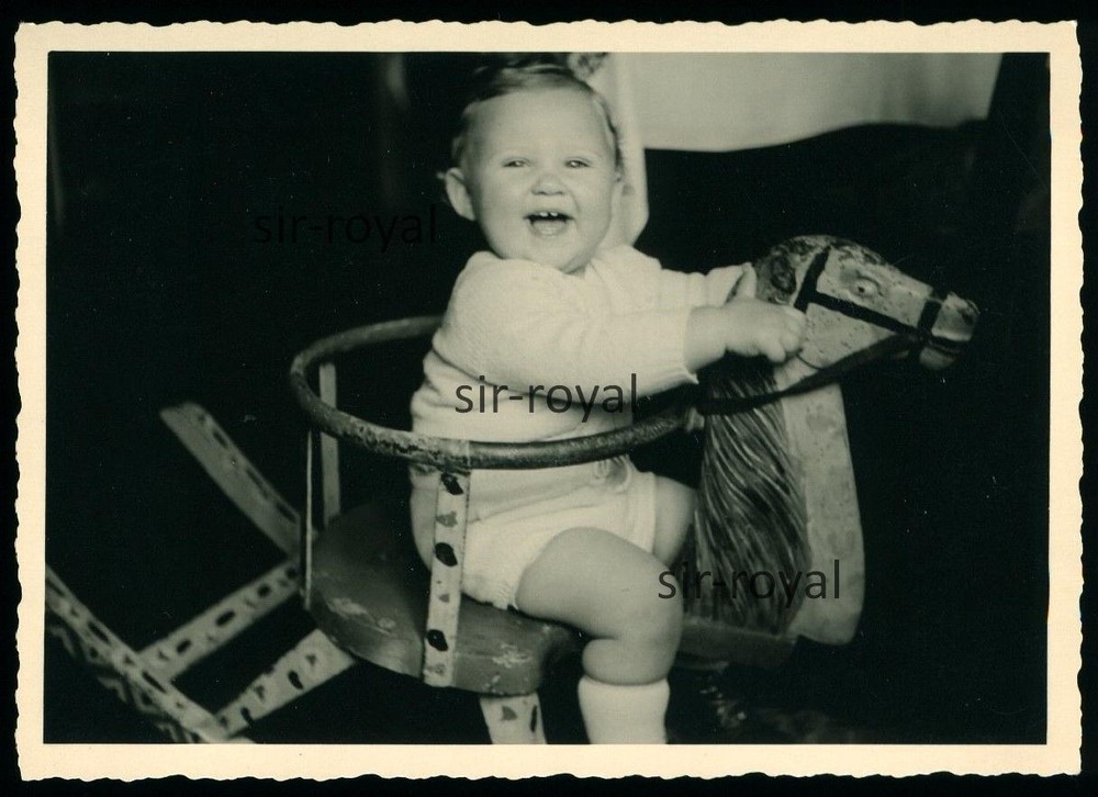 Pleasure tips on rocking horse – toys – 1950s 1960s – photo 10×7 cm