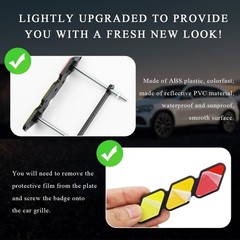 Yourkar Front Grille Badge, Classic Retro Tri-Color Stripe Automotive Mesh Gr…