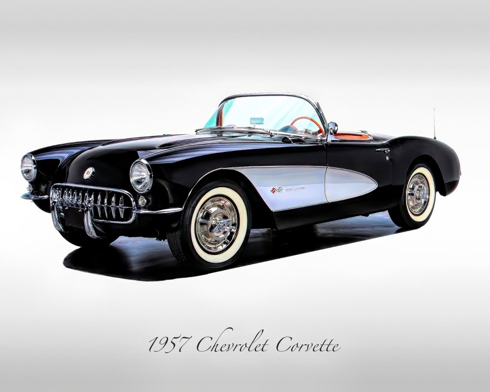 Classic Cars – 1957 Chevrolet Corvette in Onyx Black – Print