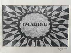 John Lennon Imagine Strawberry Fields NYC Matted Photo Print Aki Davis
