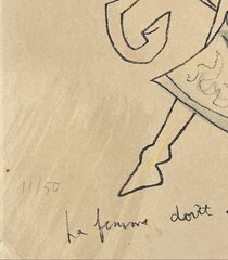 JEAN COCTEAU – THE WIFE MUST FOLLOW HER HUSBAND – LITHOGRAPH – 1958 – DEDICATION
