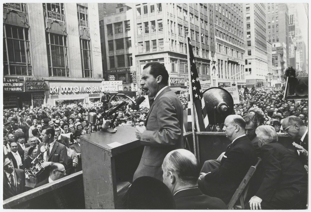 NIXON Campaigning in NYC, 1968 / VINTAGE / STAMPED!