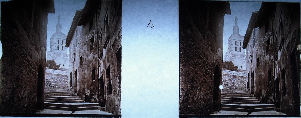 Stereoscopic Photo Plate Photography Street in Italy circa 1930 Italy