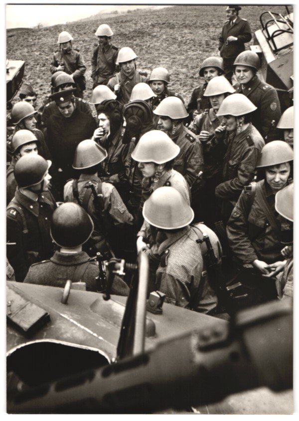 Photograph GDR NVA soldiers and Soviet Red Army soldiers at a break