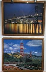 Vintage Art San Francisco Golden Gate & Oakland Bay Bridge 21.5×17.5 John Wagner