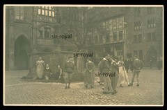 Hildesheim 1930s – People Dancing Historically at the Roland Fountain – Photo Postcard 14x9cm