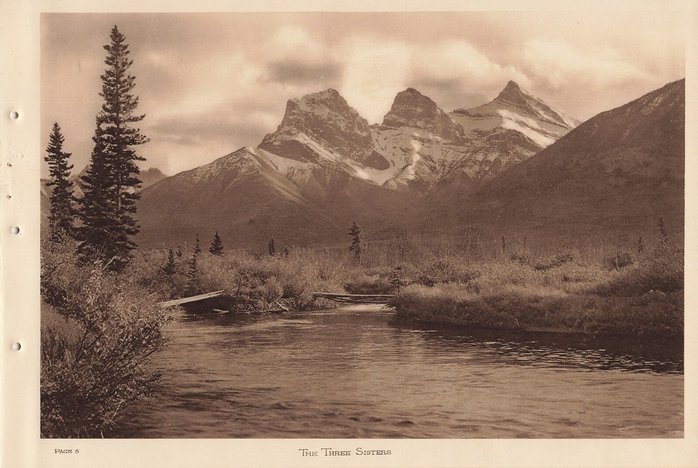 Canadian Pacific Rockies Byron Harmon Vandyck Photogravure The Three Sisters