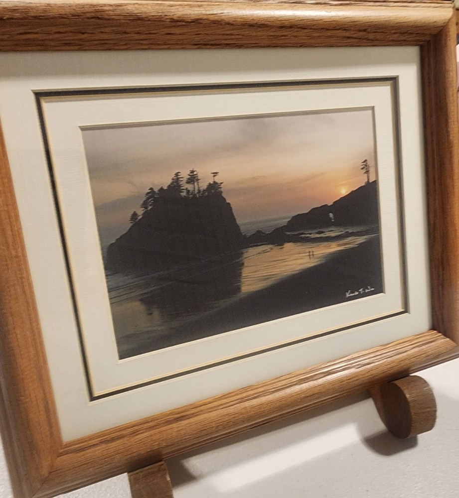 Signed King Wu LaPush, WA Second Beach Sunset Print 5×7 In 9×11 Frame
