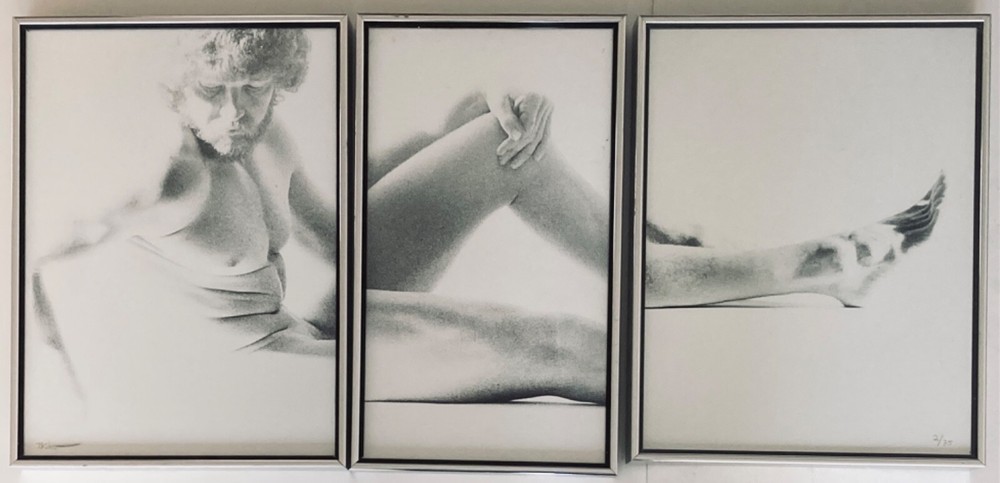 Super Rare 1980’s Male Nude Model Triptych Listed SF Artist DENNIS KOHN