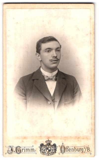 Photograph J. Grimm, Offenburg I. B., Portrait of Young Charming Man with Snuff