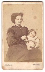 Photograph Joh. Hahn, Nuremberg, Portrait Mother with Toddler CDV / Cabinet Photo
