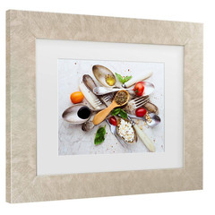 Aleksandrova Karina Spoons and Salad Matted Framed Photography Wall Art 19.5 In.