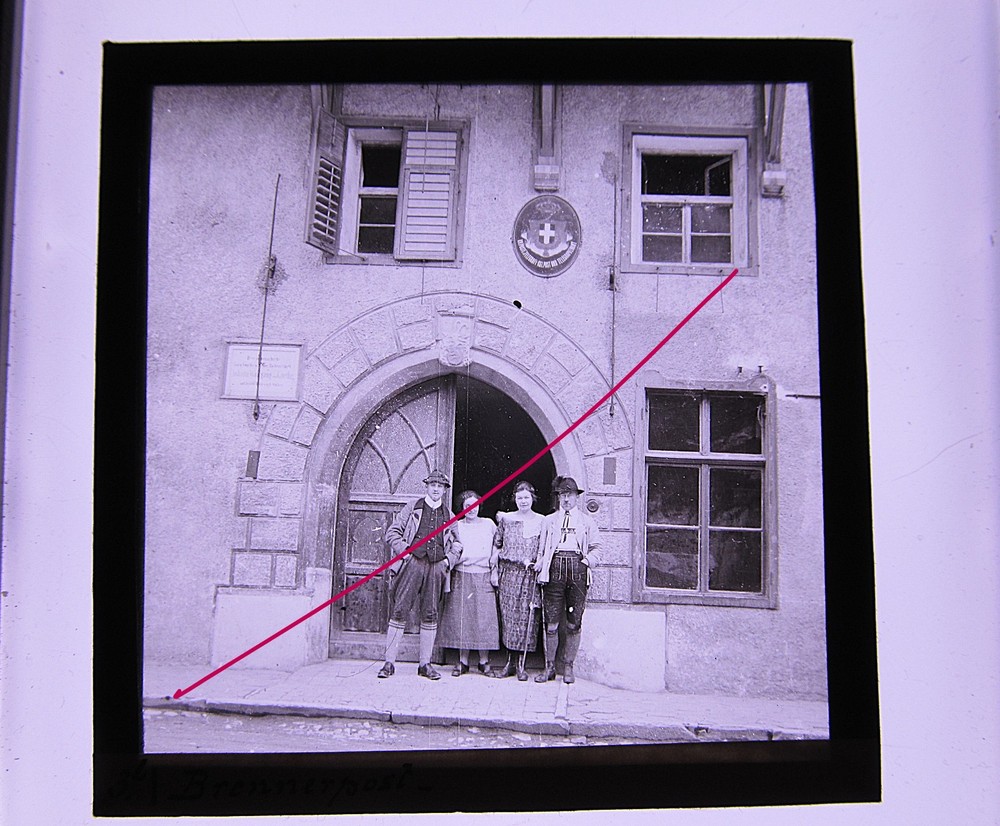 Brenner, Gasthof Brennerpost Tyrol around 1900 Historical Glass Picture