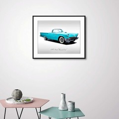 Classic Cars – 1957 Ford Thunderbird in Azure Blue – Print