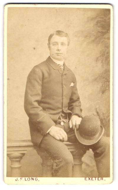 Photograph J. Flong, Exeter, 45 High Street, Elegant Man in Black Suit