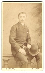 Photograph J. Flong, Exeter, 45 High Street, Elegant Man in Black Suit