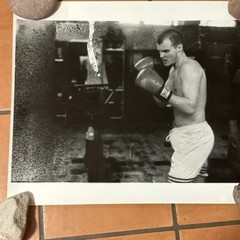 Photograph Silver Gelatin Print Janine Gordon Signed 20×24″ B/W Boxing Gleasons