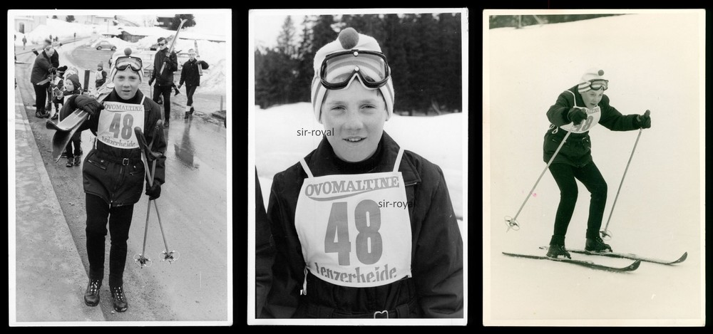 3x Lenzerheide 1968-Skier Junge Ovomaltine-Austria-Photo Postcard 11x15cm