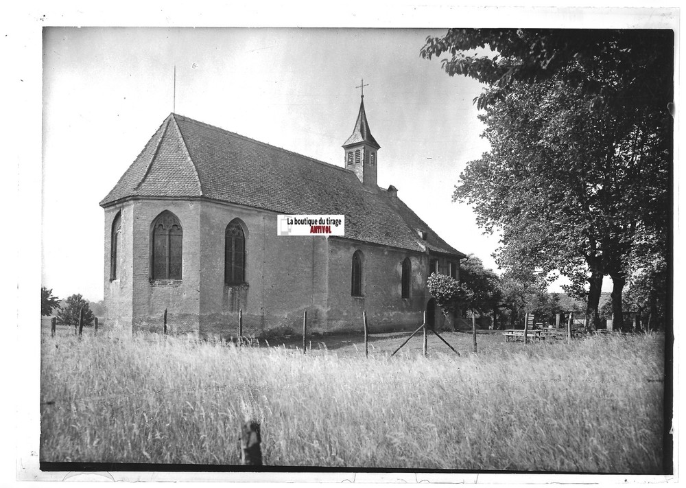 Glass Photo Positive Black & White 13×18 cm Plobsheim Chapel Notre-Dame