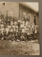 Old Photo Children Girl Boys Group Photo Village Old Home Timber Frame 1900-1940