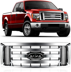Front Bumper Upper Grill Fit for 2009-2014 Ford F-150 F150 Xlt,Chromed Grille Bu