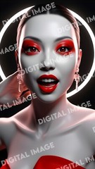 Digital Art Picture Image Photo Wallpaper Background Desktop AI Asian Woman Red