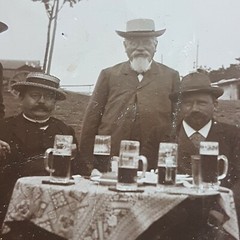 Frühschoppen 1906, Gentlemen’s Group with Waitress, Photo Antique, Vintage, Old