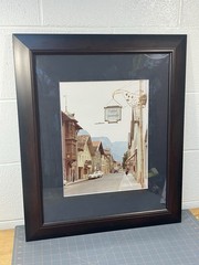 1960s Meiringen Switzerland Framed color photo street scene Gasthof Traundorfer