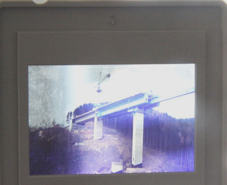 Photo Negative Slide Bridge Construction Bridge Construction Valley Crane Vintage AW