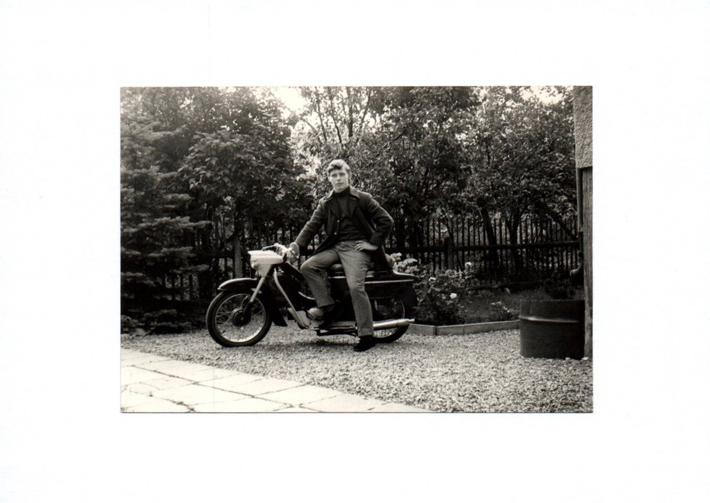 Old Photo Man Old Motorcycle Vintage Jawa 50 Type 05 Vintage Motorcycle