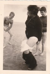 Vintage Photo Women On Beach Sand In Pants Funny Snapshot 1950s