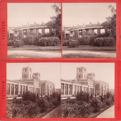 Rare stereo photographs by H. Selle, Potsdam around 1880, 4 originals on box