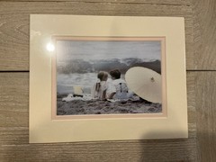 Kathleen Francour 1992 At The Seaside Matted Hand Tinted Photograph Kids Beach