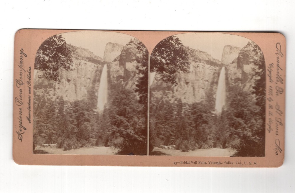 Stereoscopy Bridal Veil Falls / Yosemite Valley / California / USA