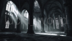 Gothic Cathedral Interior Digital Download Dark Architecture Church Art Print