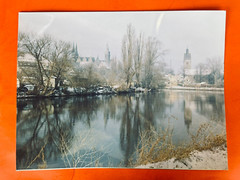 40x30cm vintage barite colour photo 1960s Merseburg Saale autumn mood photo