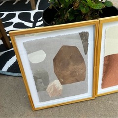 Project 62 Abstract Wall Art Set of Two Light Wood Frames Neutral Colors 16 x 13