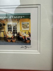 Framed Signed D. Jarry “Aux Trois Etages” Restaurant Terrace Mougin France Print