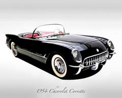 Classic Cars – 1954 Chevrolet Corvette – Black – Print