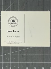 John Lucas (b. 1942) Art Show Announcement Card 1994 OK Harris Gallery NYC