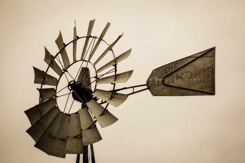 Aermotor Windmill Sepia Tone Iowa Farm Country Photography Print