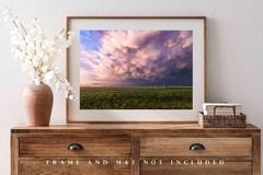 Stormy Sky Photography Print: Texas Storm Clouds Wheat Field Thunderstorm Photo