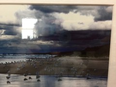 Black Framed and Matted 19×16″ Lake Michigan Stormy Shoreline Framed Art Picture