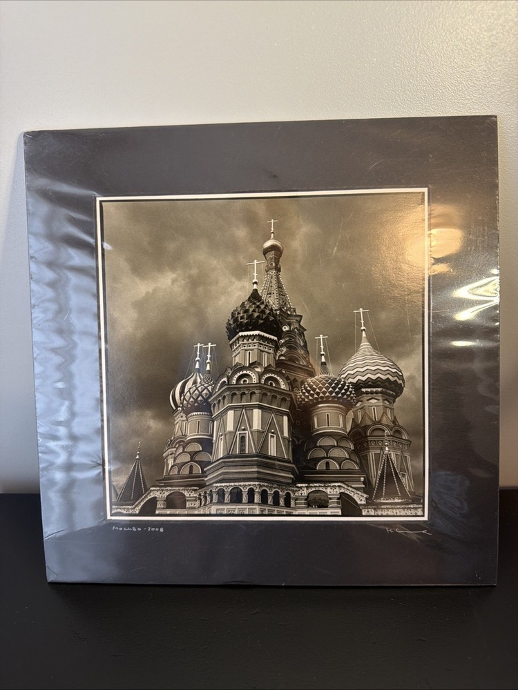 Vintage At. Basil’s Cathedral Photo Black And White 2008 Matted 30cm X 30cm